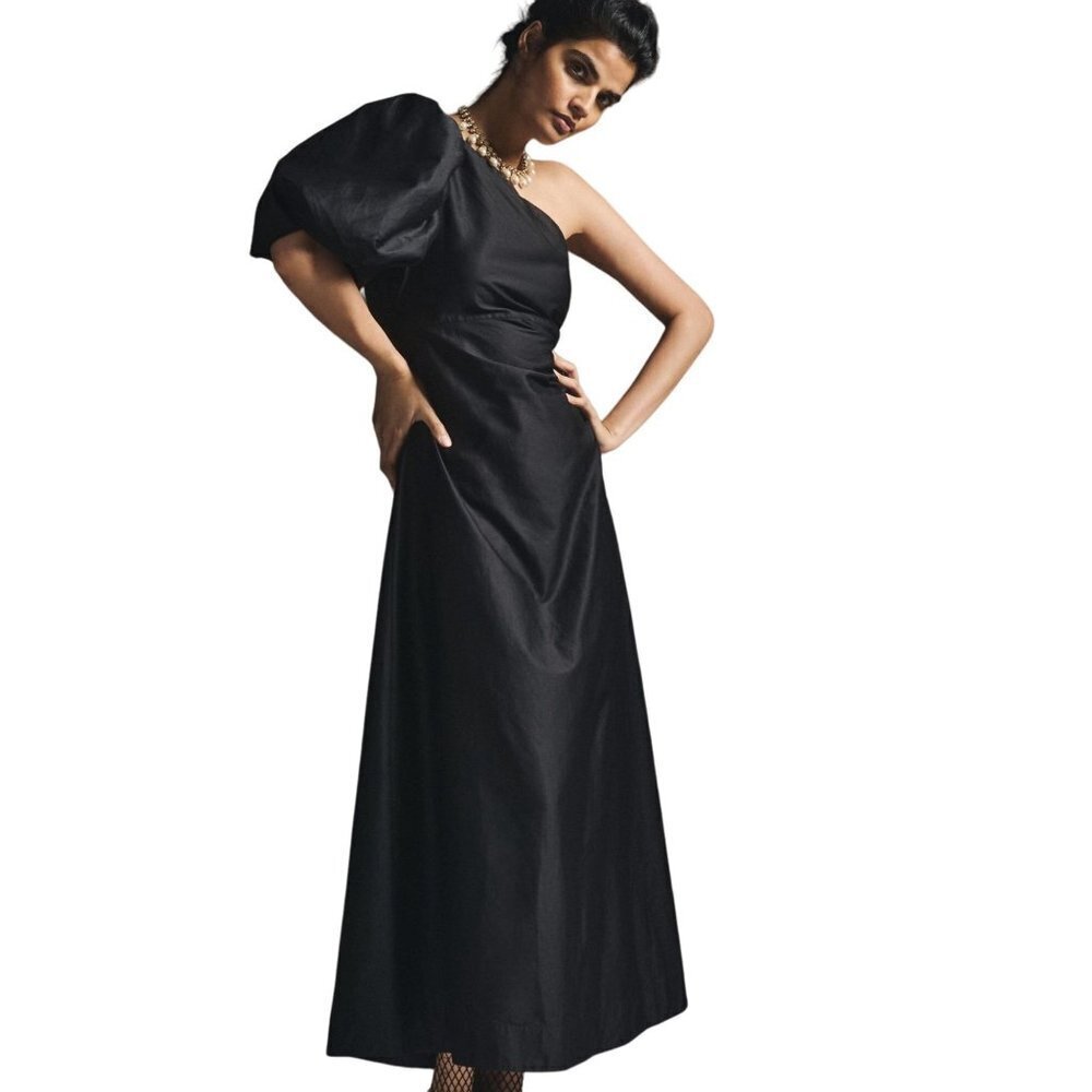 NWT Anthropologie Aureta Studio Black Evening Dress S - Picture 1 of 14
